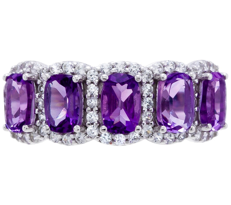 Affinity Gems Cushion Cut Gemstone Band Ring, Sterling Silver — View 2