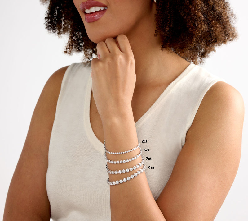 Fire Light Lab Grown Diamond _Round 5.00 cttw  14K Tennis Bracelet — View 7