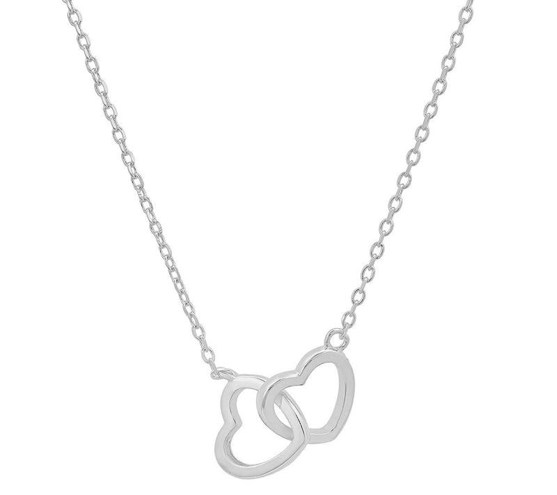 Sterling Silver Interlocking Love Heart Necklace — View 6