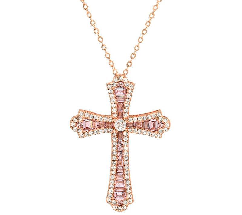 Sterling Silver Pave Cross Pendant with Chain — Main view