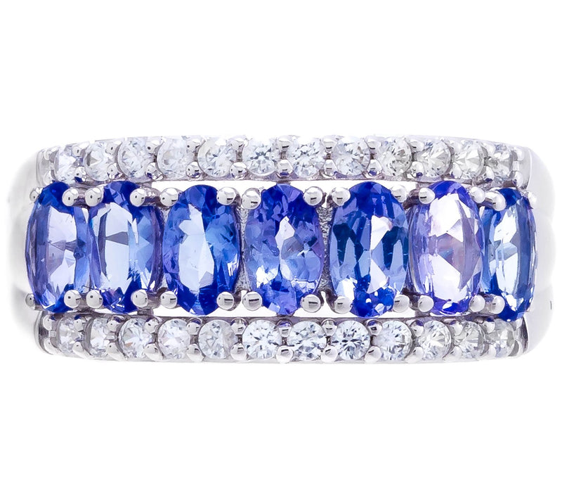 Affinity Gems Tanzanite & White Zircon BandRing, Sterling — View 2