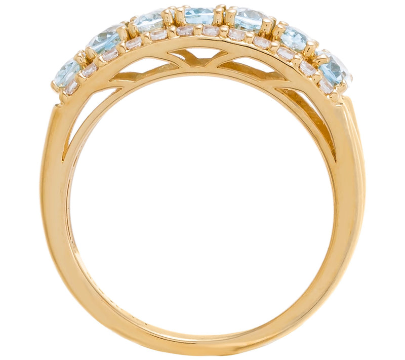 Affinity Gems Aquamarine & White Zircon Ring, 14K Gold Plated — View 3