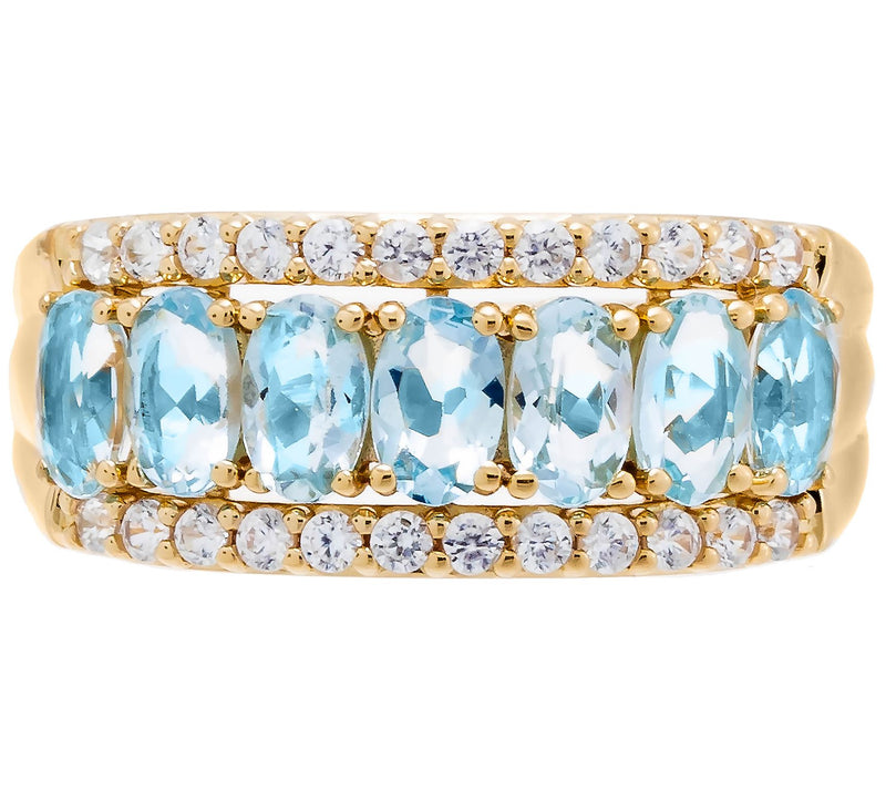 Affinity Gems Aquamarine & White Zircon Ring, 14K Gold Plated — View 2
