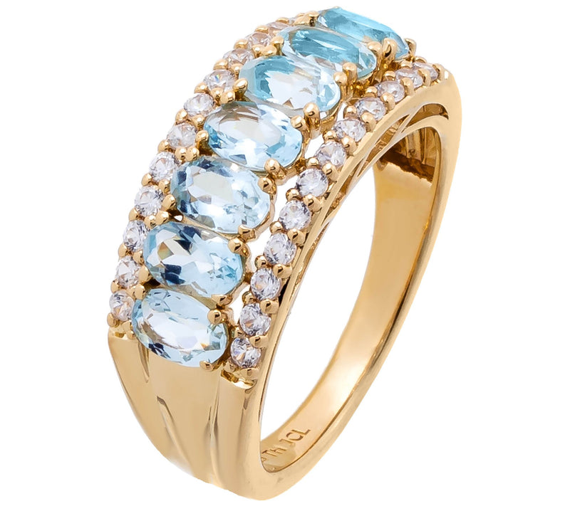Affinity Gems Aquamarine & White Zircon Ring, 14K Gold Plated — Main view