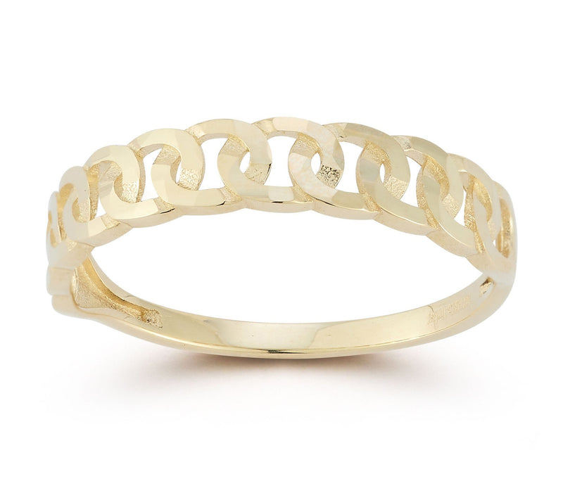 Luminosa Gold Thin Curb Link Chain Ring, 14K — View 3