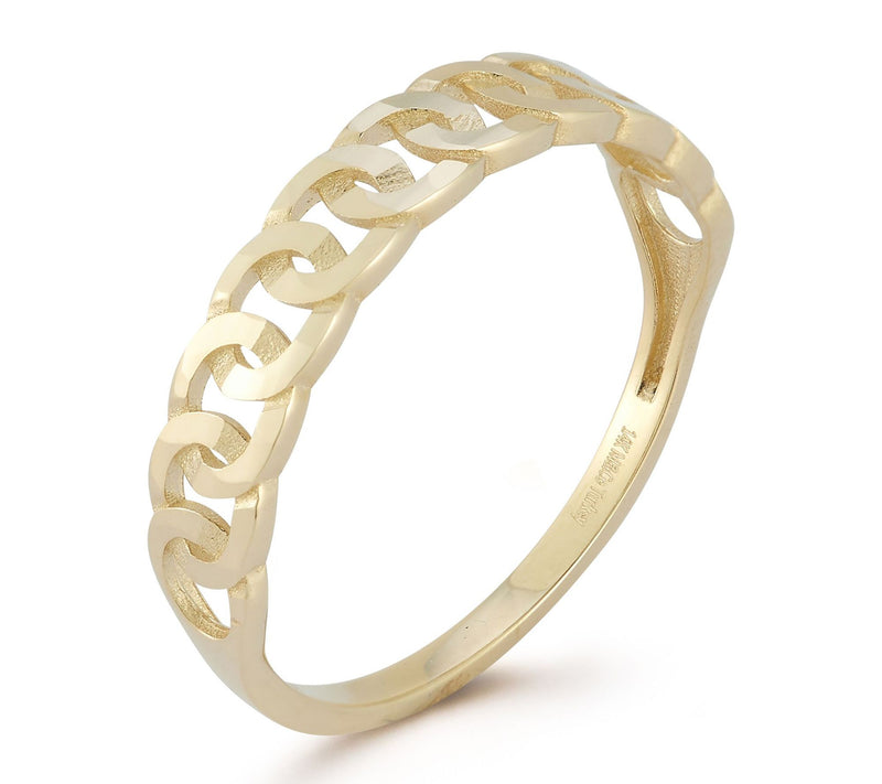 Luminosa Gold Thin Curb Link Chain Ring, 14K — View 4