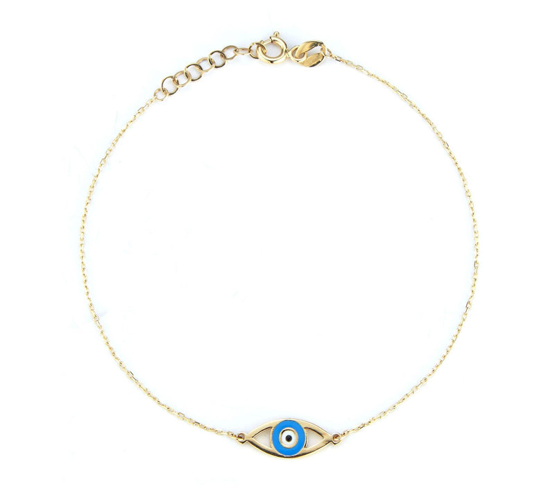 Luminosa Gold Turquoise Enamel Evil Eye Bracelet, 14K — View 3