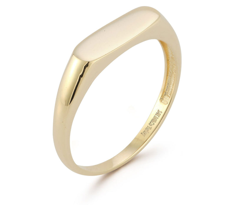 Luminosa Gold Thin Oval Signet Ring, 14K — View 2