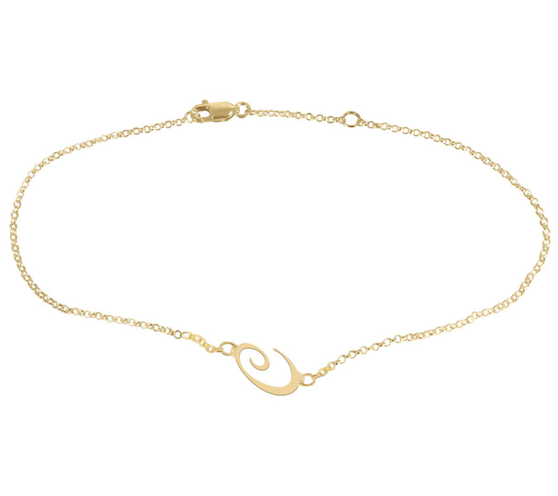 Personalized 14K Gold Plated Script Initial Ankle Bracelet — View 7