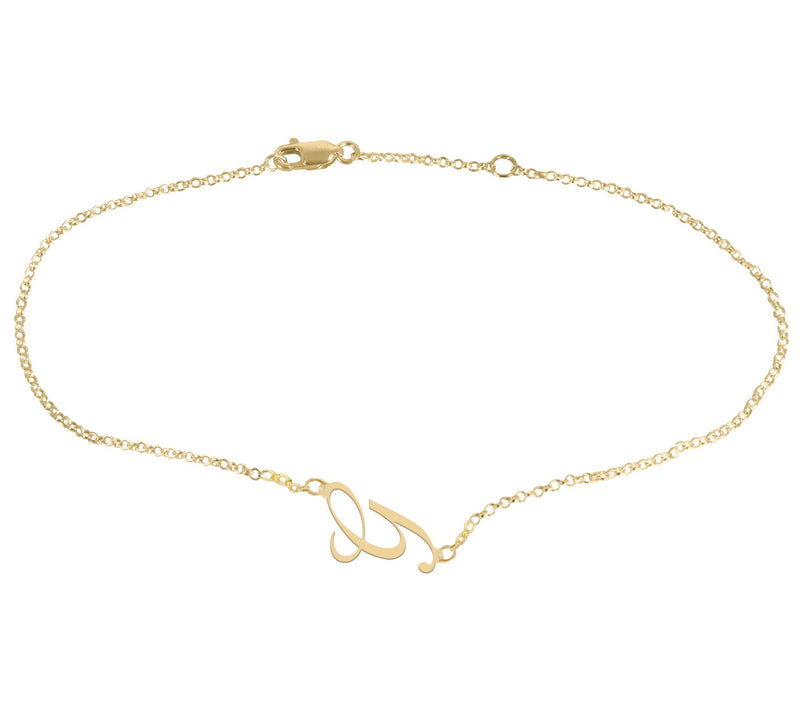 Personalized 14K Gold Plated Script Initial Ankle Bracelet — View 15