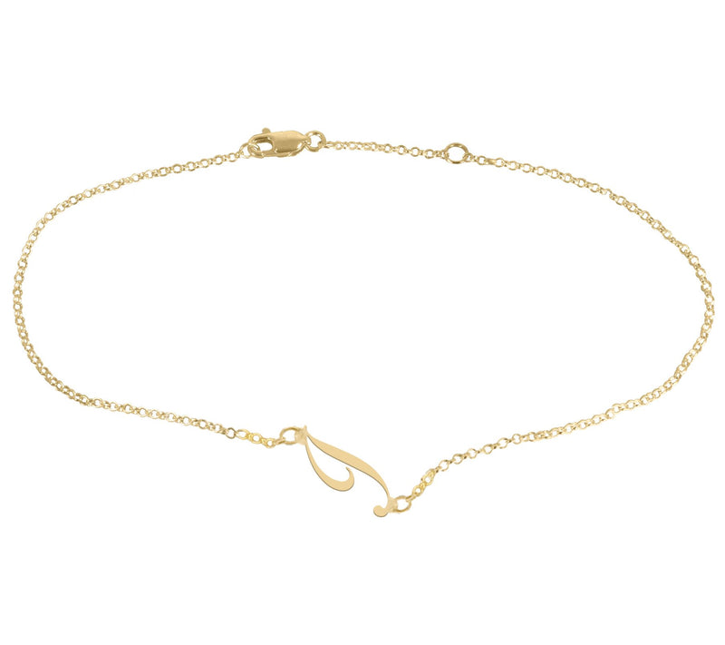 Personalized 14K Gold Plated Script Initial Ankle Bracelet — View 19