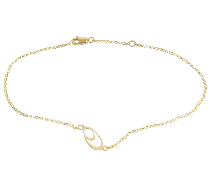 Personalized 14K Gold Plated Script Initial Ankle Bracelet — View 31