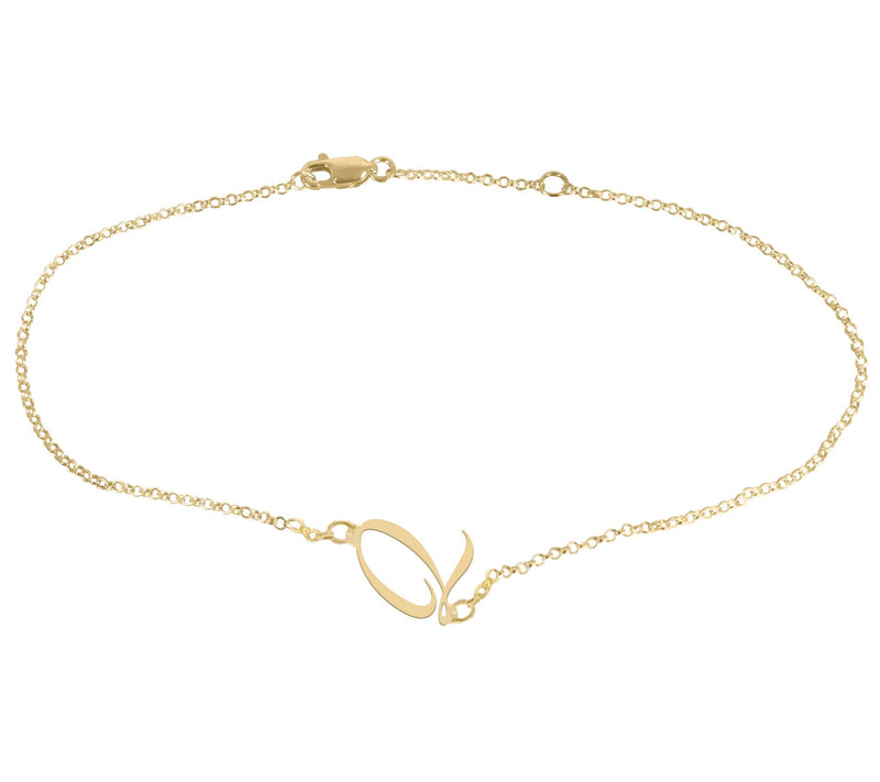 Personalized 14K Gold Plated Script Initial Ankle Bracelet — View 35