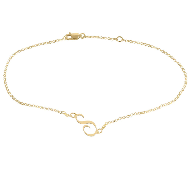 Personalized 14K Gold Plated Script Initial Ankle Bracelet — View 39