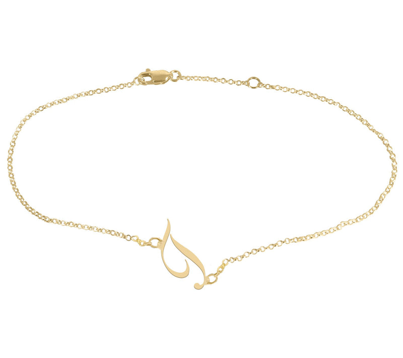 Personalized 14K Gold Plated Script Initial Ankle Bracelet — View 41