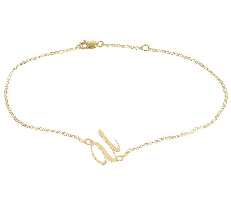 Personalized 14K Gold Plated Script Initial Ankle Bracelet — View 43