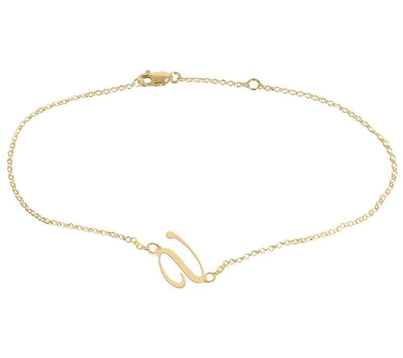 Personalized 14K Gold Plated Script Initial Ankle Bracelet — View 45