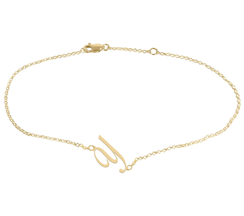 Personalized 14K Gold Plated Script Initial Ankle Bracelet — View 51