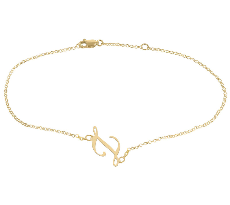 Personalized 14K Gold Plated Script Initial Ankle Bracelet — View 53