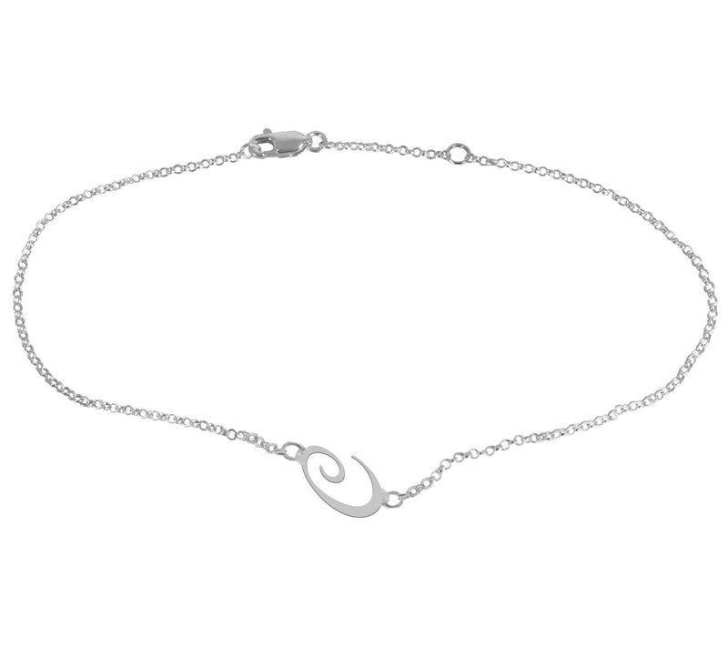 Personalized Sterling Silver Script Initial Ankle Bracelet — View 7