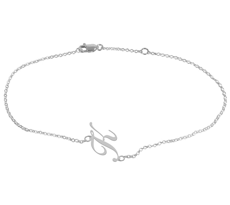Personalized Sterling Silver Script Initial Ankle Bracelet — View 23
