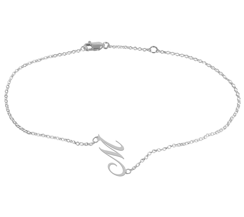 Personalized Sterling Silver Script Initial Ankle Bracelet — View 27