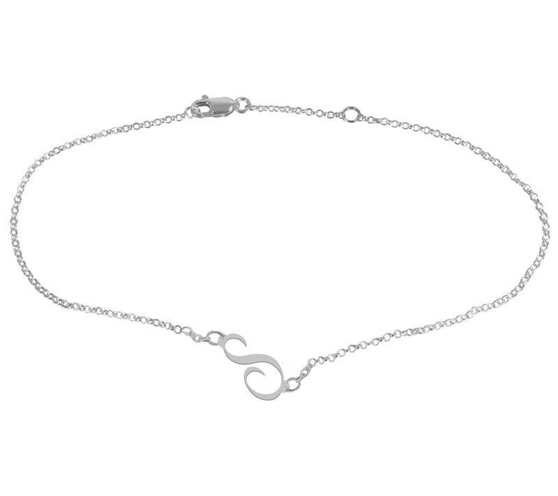 Personalized Sterling Silver Script Initial Ankle Bracelet — View 39