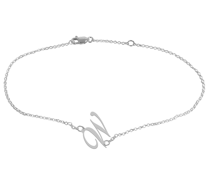 Personalized Sterling Silver Script Initial Ankle Bracelet — View 47