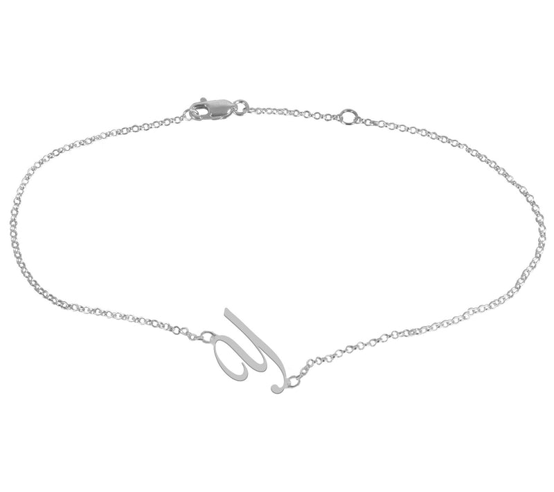 Personalized Sterling Silver Script Initial Ankle Bracelet — View 51