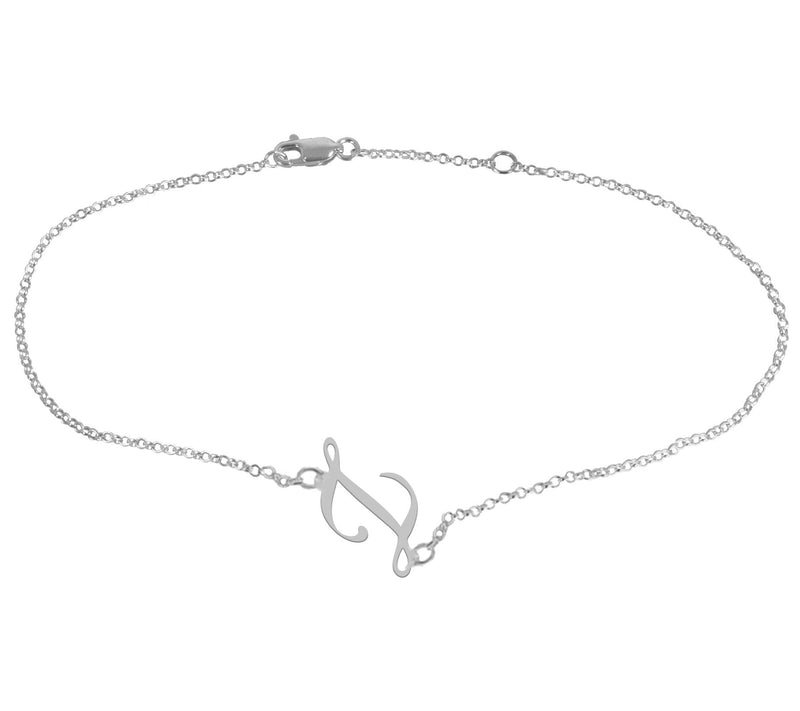 Personalized Sterling Silver Script Initial Ankle Bracelet — View 53