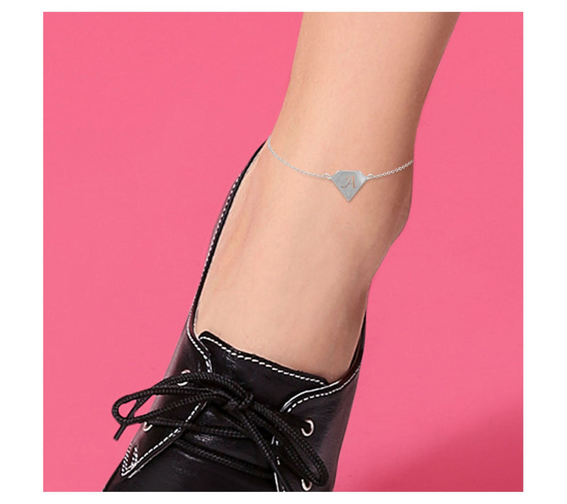 Personlaized Sterling Silver Cut Out Initial Ankle Bracelet — View 54