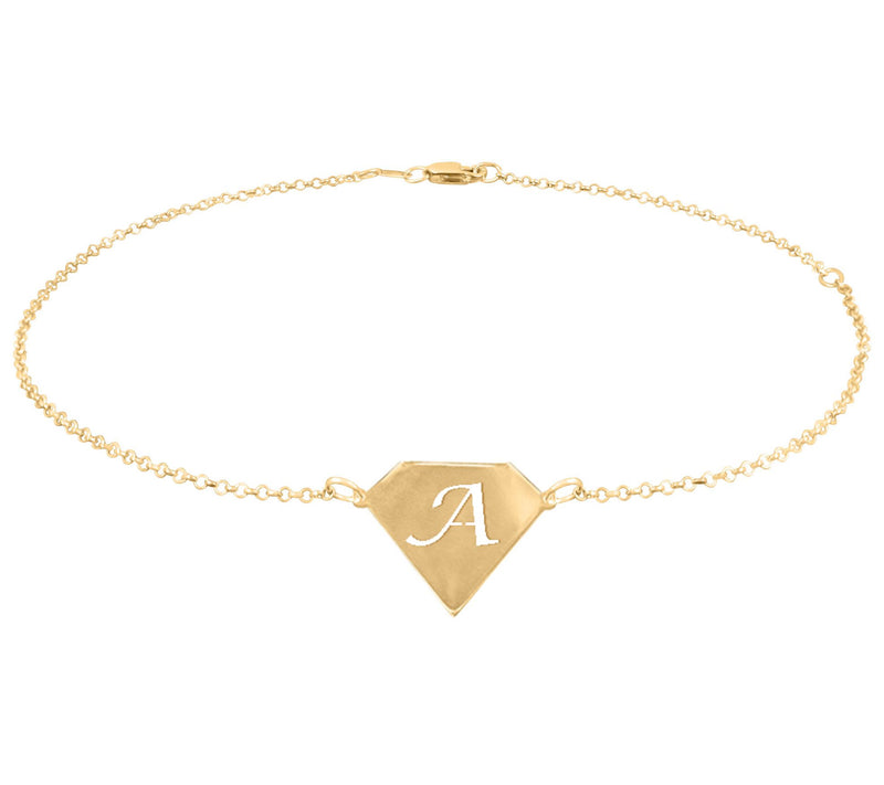 Personalized 14K Gold Plated Cut Out Initial Ankle Bracelet — View 3