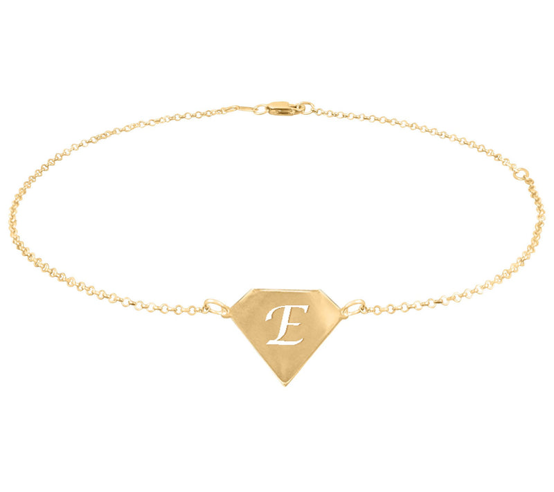 Personalized 14K Gold Plated Cut Out Initial Ankle Bracelet — View 11