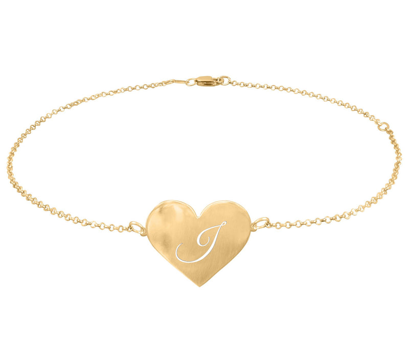 Personalized 14K Gold Plated Initial Heart Ankle Bracelet — View 19