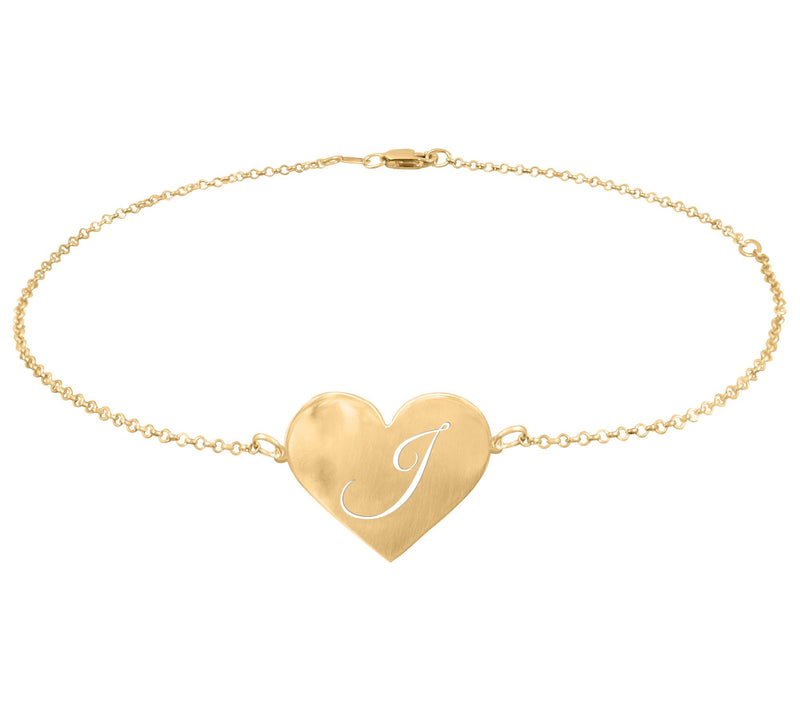 Personalized 14K Gold Plated Initial Heart Ankle Bracelet — View 21