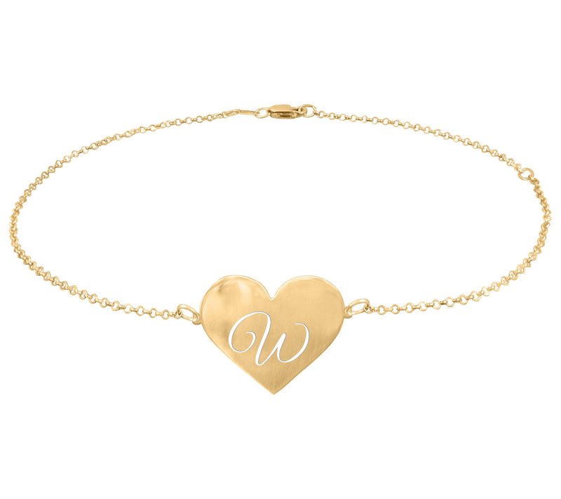 Personalized 14K Gold Plated Initial Heart Ankle Bracelet — View 47