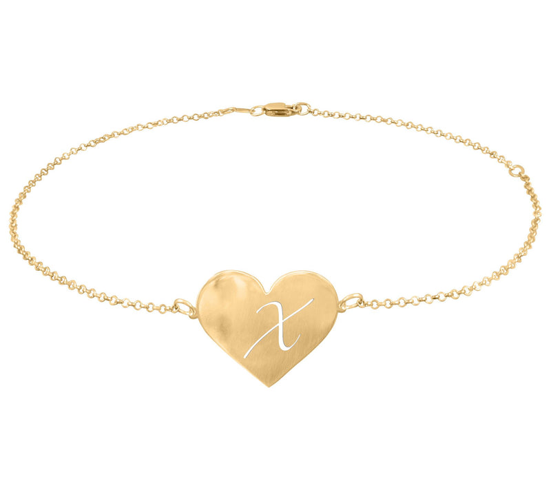 Personalized 14K Gold Plated Initial Heart Ankle Bracelet — View 49
