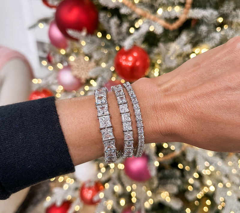 Diamonique 8mm Choice of Cut Sterling Silver Tennis Bracelet — View 3