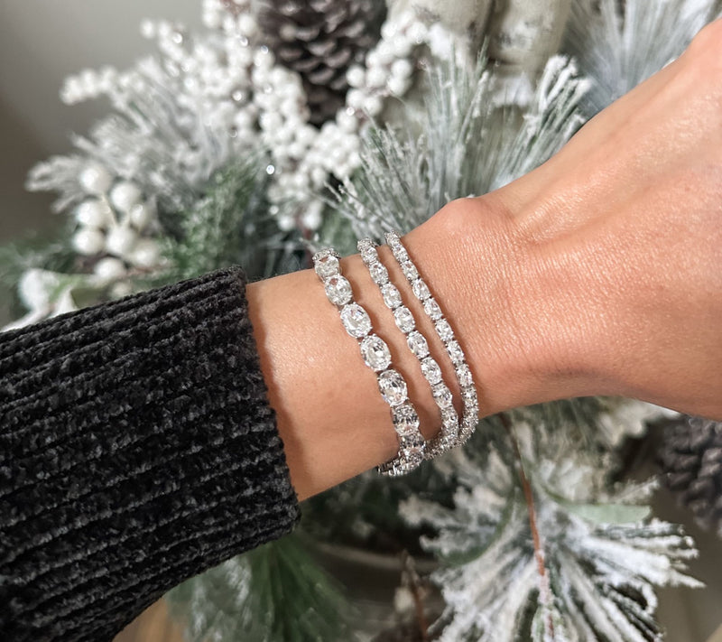 Diamonique 8mm Choice of Cut Sterling Silver Tennis Bracelet — View 4