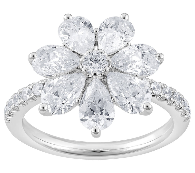 Fire Light 3.00 cttw Lab-Grown Diamond Flower R ing, 14K Gold — View 3