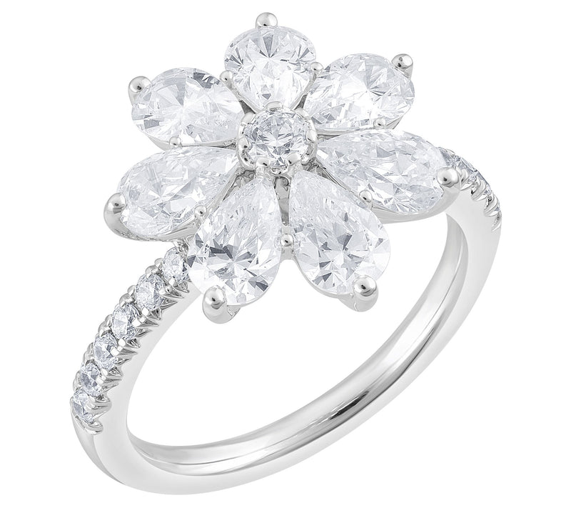 Fire Light 3.00 cttw Lab-Grown Diamond Flower R ing, 14K Gold — View 7