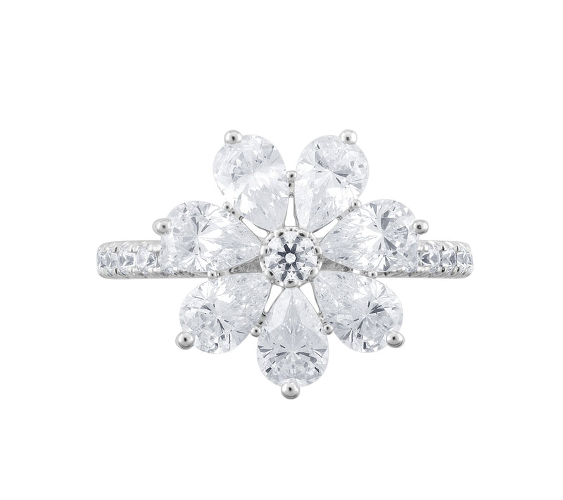 Fire Light 3.00 cttw Lab-Grown Diamond Flower R ing, 14K Gold — View 4