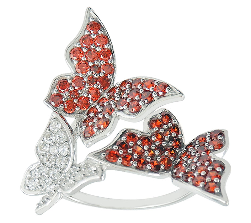 Diamonique 1.45 cttw Red Butterfly Ring, Sterling Silver — Main view
