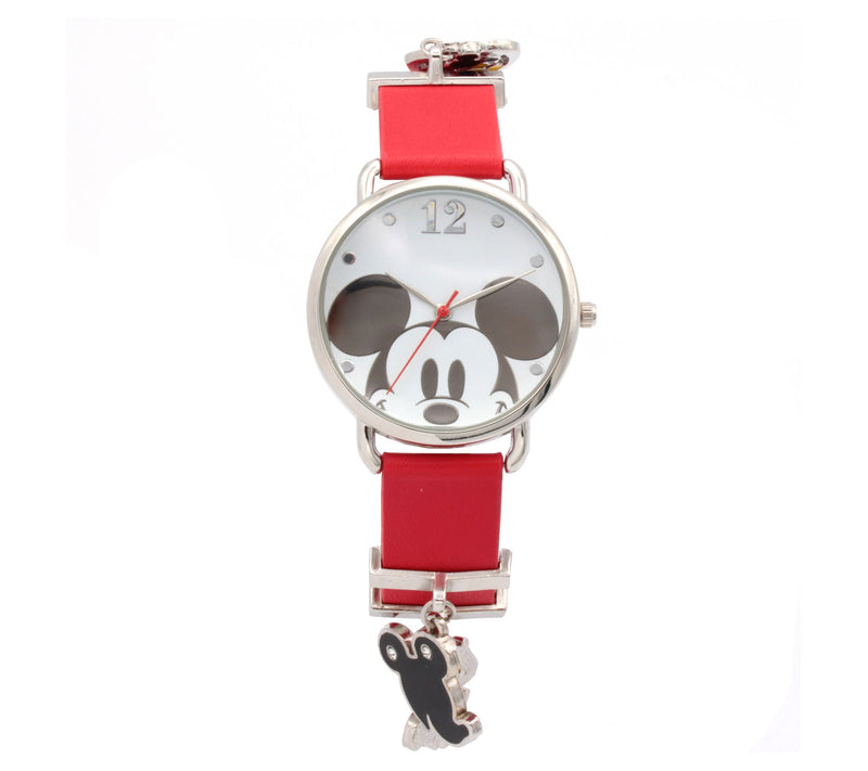 Disney Women's Mickey Mouse Enamel Charm Red Stap Watch — View 3