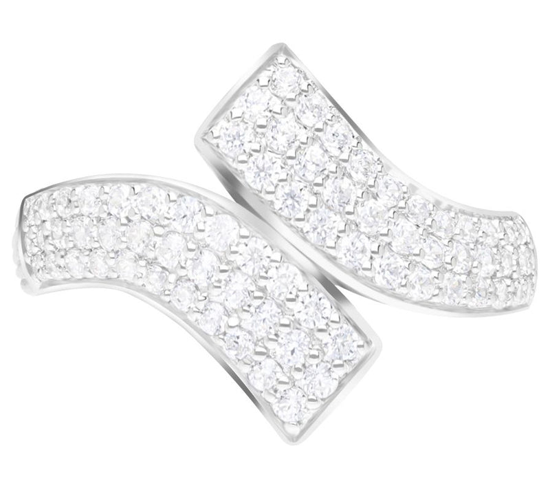 Ariva Sterling Silver Diamonique Pave Bypass Ring — Main view