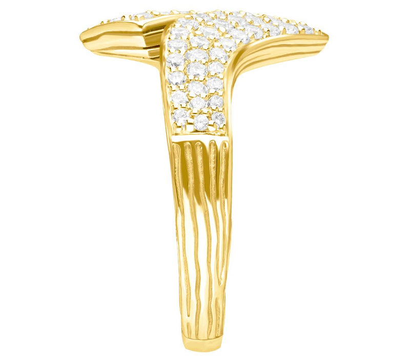 Ariva 18K Gold Plated Diamonique Pave Bypass Ring — View 4