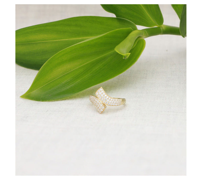 Ariva 18K Gold Plated Diamonique Pave Bypass Ring — View 2