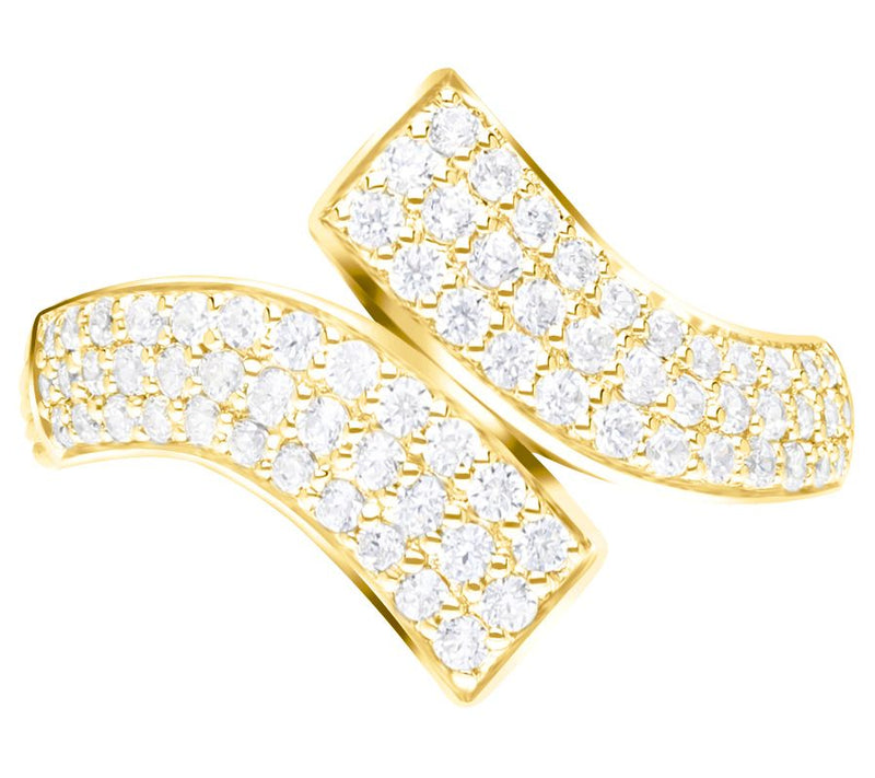 Ariva 18K Gold Plated Diamonique Pave Bypass Ring — Main view