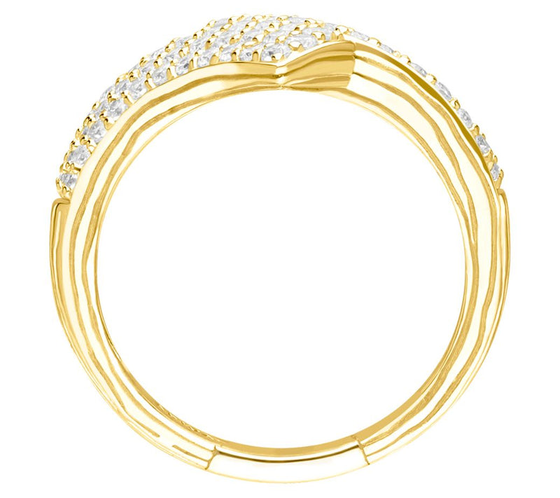 Ariva 18K Gold Plated Diamonique Pave Bypass Ring — View 3