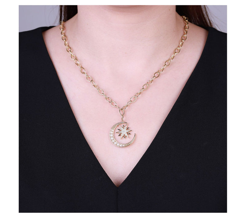 Ariva 18K Clad Diamonique & Cultured Pearl Celestial Necklace — View 6